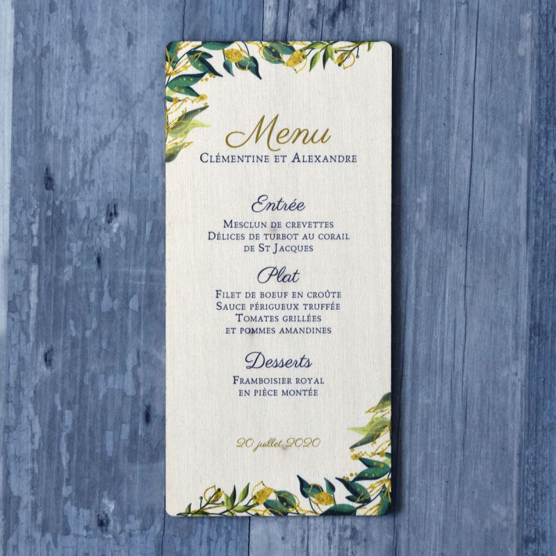 Feuillage - Menu de mariage en bois - hover