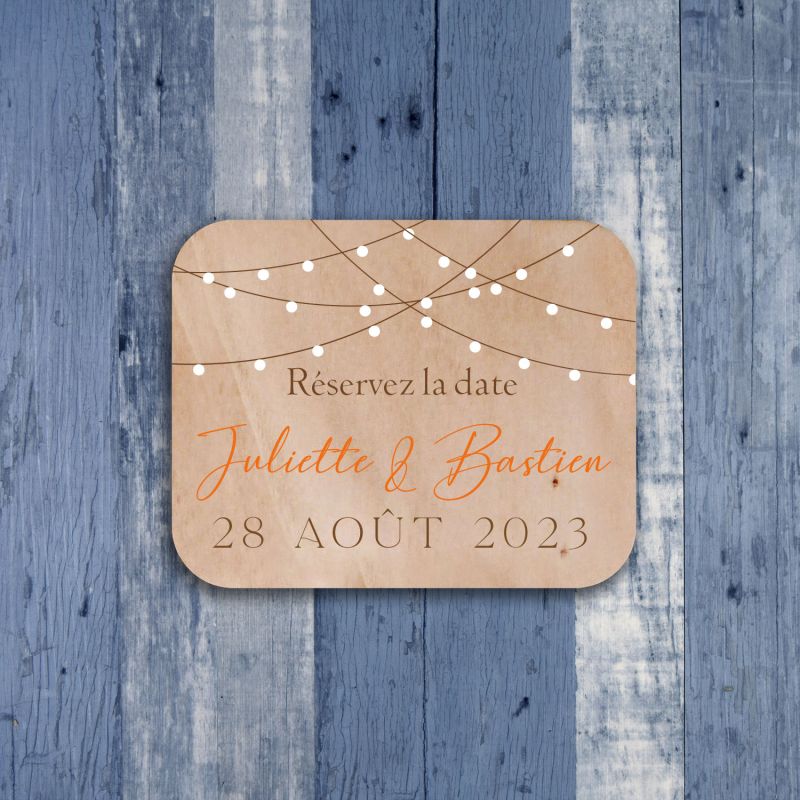 Guirlande - Save the date sur bois - hover