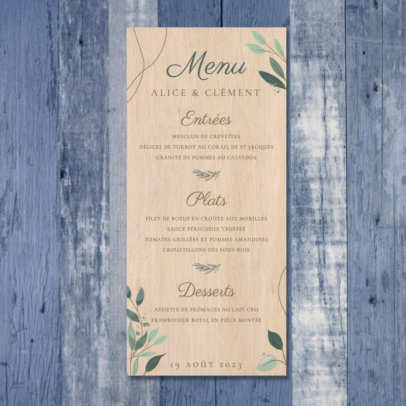 Natural - Menu de mariage en bois - hover