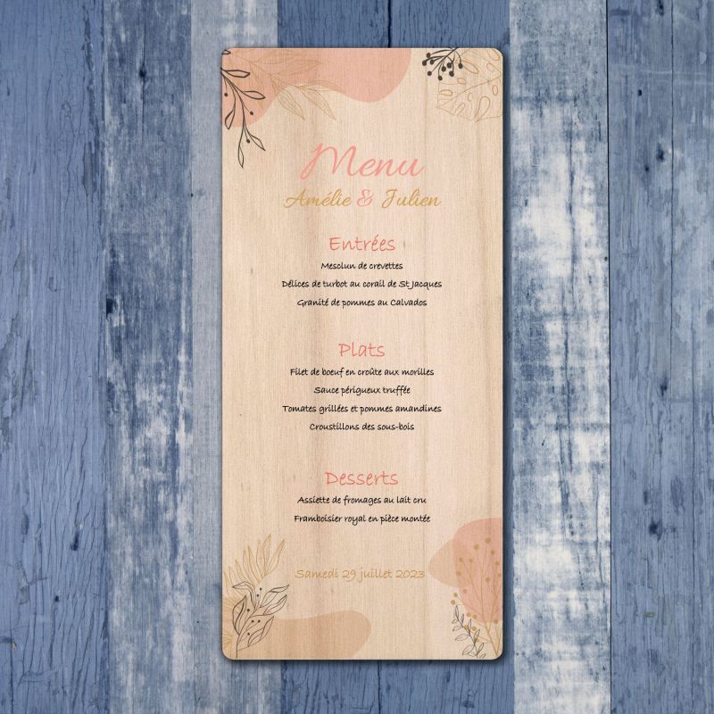 Dolce Vita - Menu de mariage en bois - hover