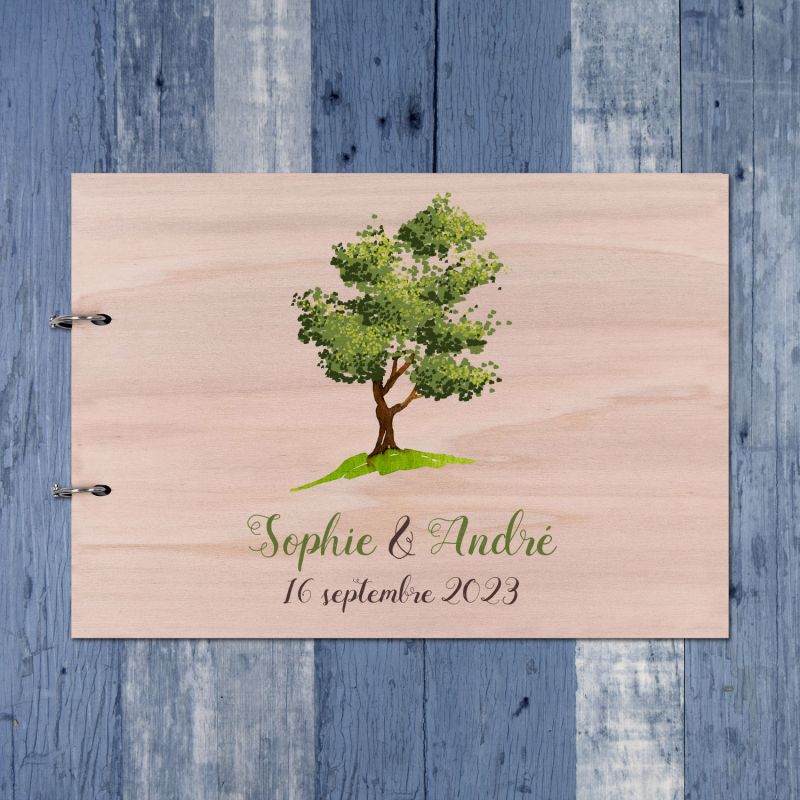 Arbre - Livre d'or de mariage sur bois - hover