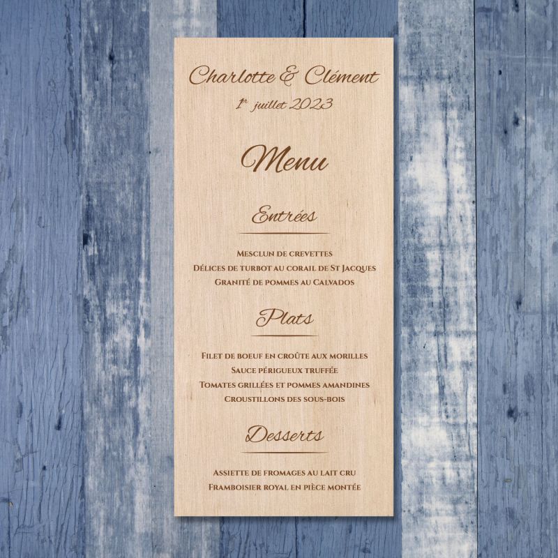 Elegancia - Menu de mariage en bois - hover