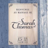 Pancarte de bienvenue mariage en bois Vintage