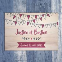 Pancarte de bienvenue mariage en bois - Fanions