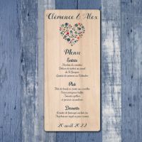 Menu de mariage en bois - Cœur Champêtre2