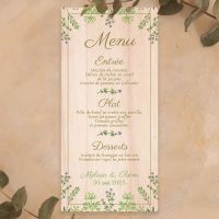 Fleurs sauvages - Menu de mariage en bois