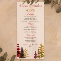 Sapins automne - Menu de mariage en bois