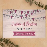 Pancarte de bienvenue mariage en bois - Fanions 2