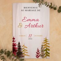 Pancarte de bienvenue mariage en bois - Sapins automne 2