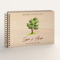 Livre d'or de mariage en bois personnalisé - En peuplier - Arbre