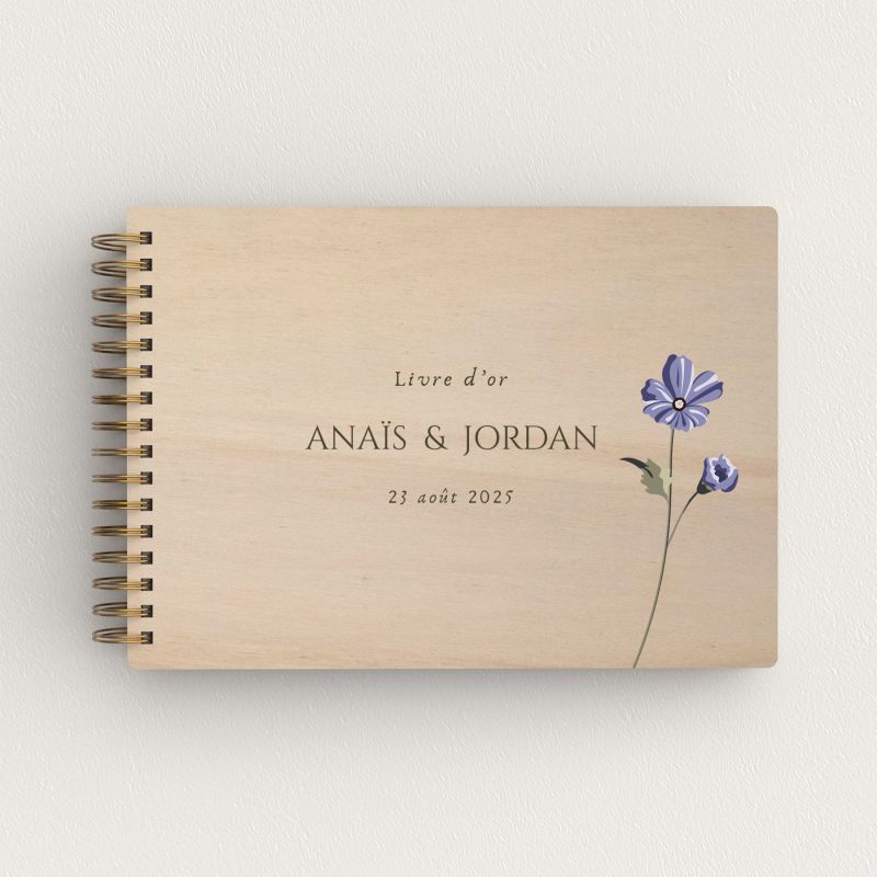 Livre d'or de mariage en bois personnalisé - En peuplier - Belles de jour - hover