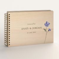 Livre d'or de mariage en bois personnalisé - En peuplier - Belles de jour