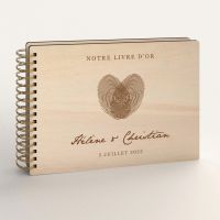 Livre d'or de mariage en bois personnalisé - En peuplier - Empreintes