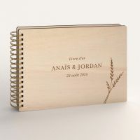 Livre d'or de mariage en bois personnalisé - En peuplier - Epis de blé