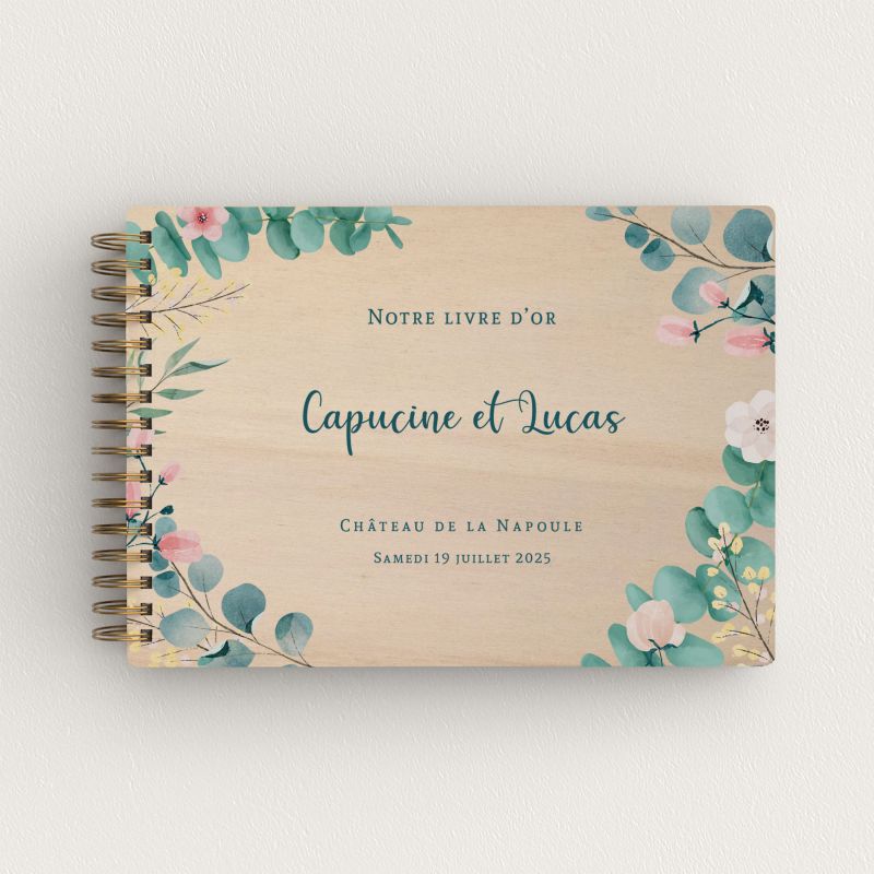 Livre d'or de mariage en bois personnalisé - En peuplier - Eucalyptus - hover