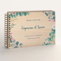 Livre d'or de mariage en bois personnalisé - En peuplier - Eucalyptus