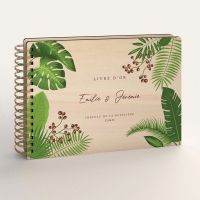 Livre d'or de mariage en bois personnalisé - En peuplier - Jungle