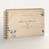 Livre d'or de mariage en bois personnalisé - En peuplier - Natural