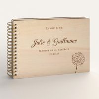 Livre d'or de mariage en bois personnalisé - En peuplier - Pissenlit