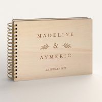 Livre d'or de mariage en bois personnalisé - En peuplier - Rameaux