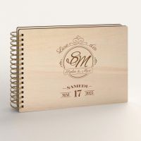 Livre d'or de mariage en bois personnalisé - En peuplier - Victoria