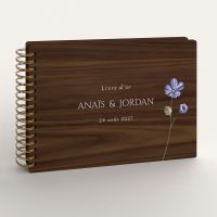 Livre d'or de mariage en bois personnalisé - En noyer - Belles de jour