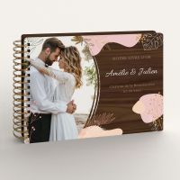 Livre d'or de mariage en bois personnalisé - En noyer - Dolce Vita