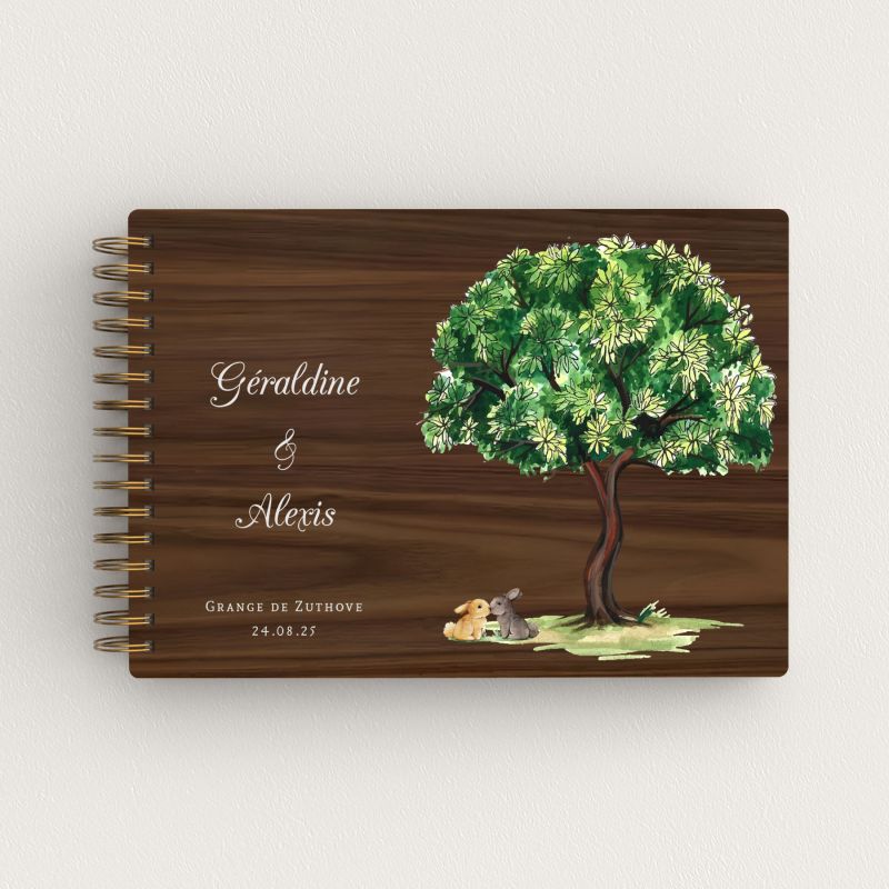 Livre d'or de mariage en bois personnalisé - En noyer - Eden - hover