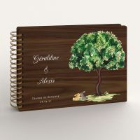 Livre d'or de mariage en bois personnalisé - En noyer - Eden