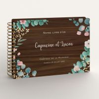 Livre d'or de mariage en bois personnalisé - En noyer - Eucalyptus