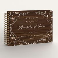 Livre d'or de mariage en bois personnalisé - En noyer - Liberty