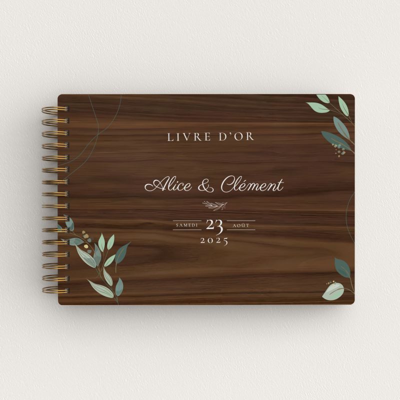 Livre d'or de mariage en bois personnalisé - En noyer - Natural - hover