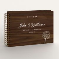 Livre d'or de mariage en bois personnalisé - En noyer - Pissenlit