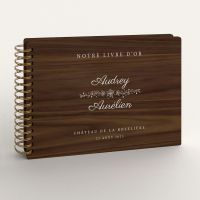 Livre d'or de mariage en bois personnalisé - En noyer - Swing