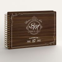 Livre d'or de mariage en bois personnalisé - En noyer - Victoria