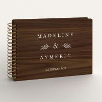 Livre d'or de mariage en bois personnalisé - En noyer - Rameaux