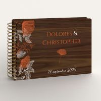 Livre d'or de mariage en bois personnalisé - En noyer - Ginkgo