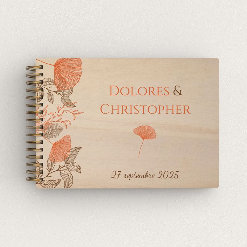 Livre d'or de mariage en bois personnalisé - En peuplier - Ginkgo - hover