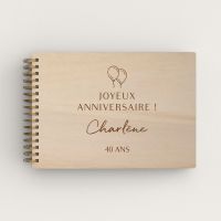 Livre d'or d'anniversaire personnalisé en bois de peuplier thème birthday