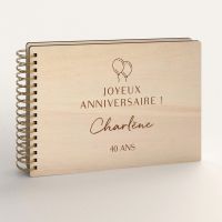 Livre d'or d'anniversaire personnalisé en bois de peuplier thème birthday