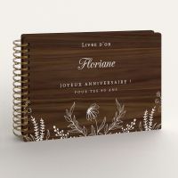 Livre d'or d'anniversaire - Noyer - Fleurs champêtres