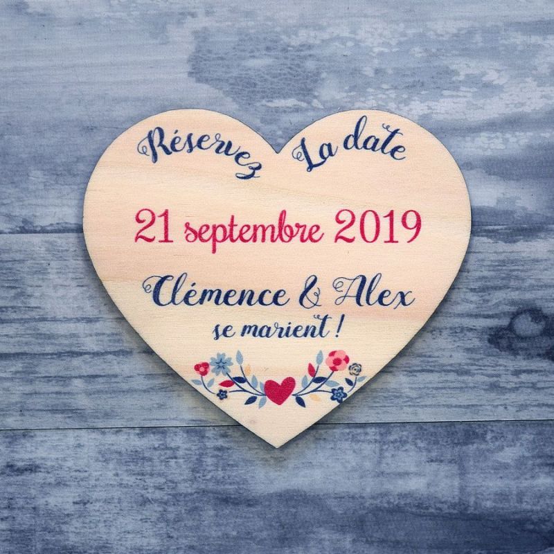 Coeur champêtre - Save the date sur bois - hover