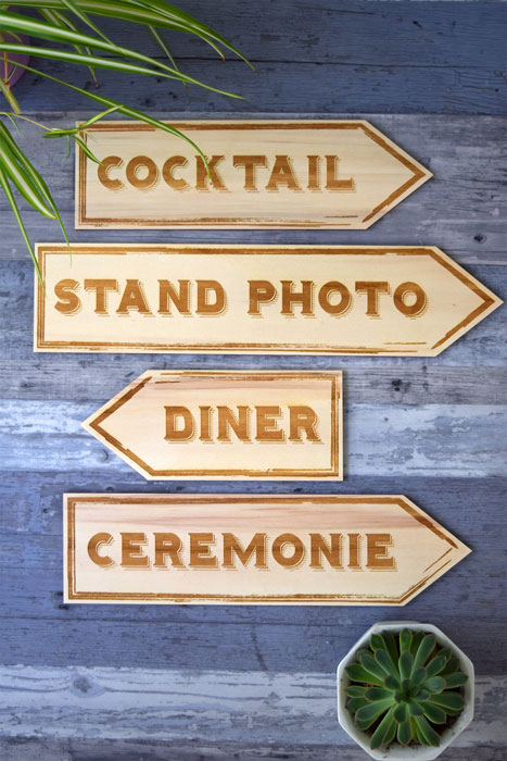 fleche de mariage en bois champetre